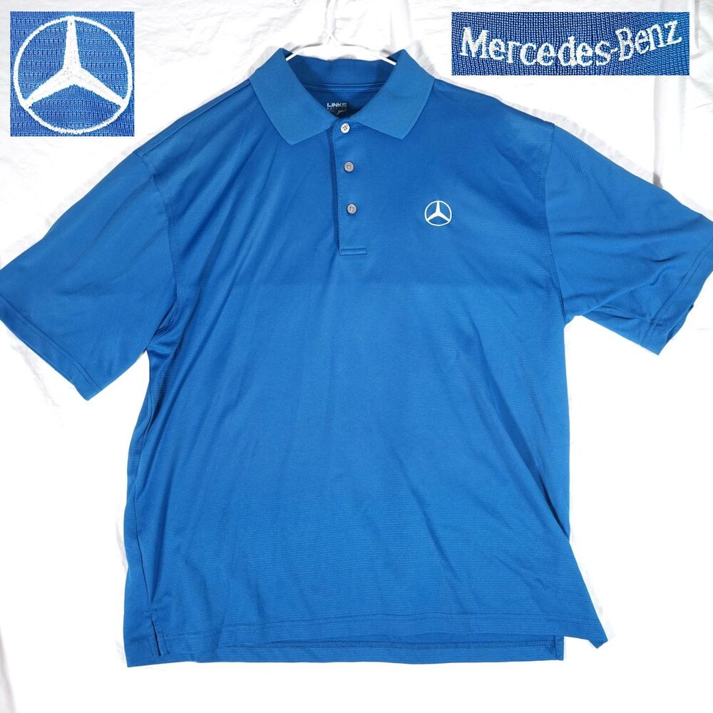 Mercedes-Benz Links Edition Polo Shirt Blue Embroidered Logo Men's Large